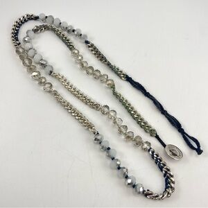 Chloe + Isabel Cord Chain Faceted Glass Beaded Wrap Bracelet Trendy Clear White